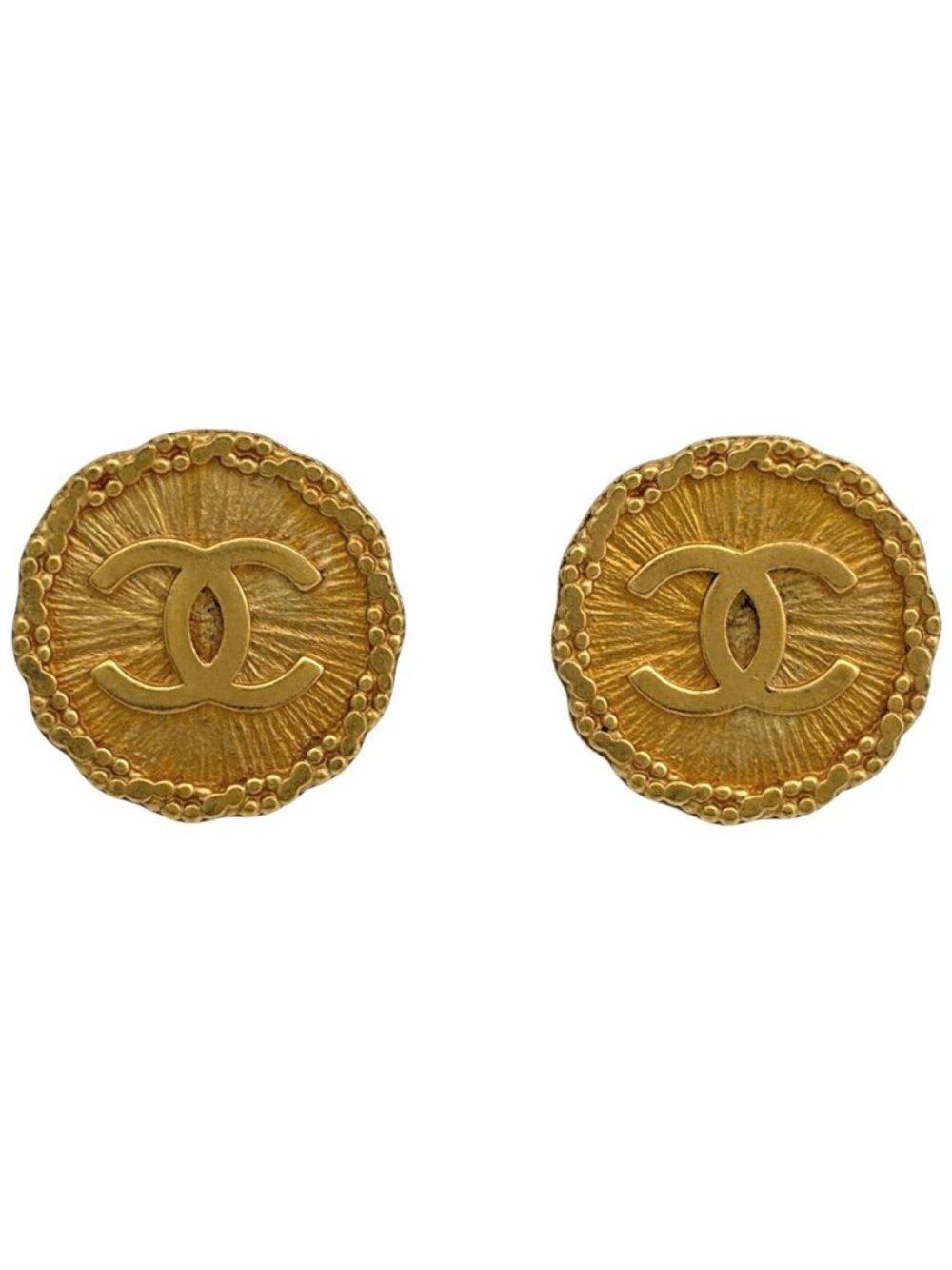 Chanel Earrings CC Logo Round Gold Plated